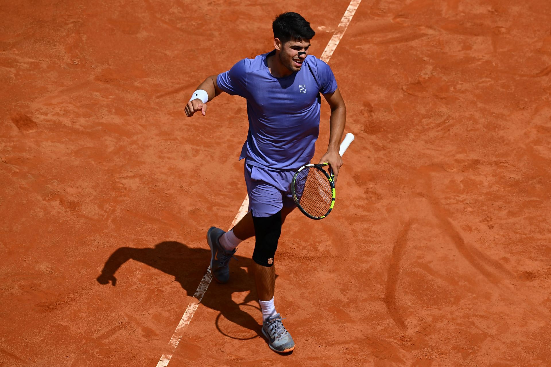 Alcaraz in action during his second-round match against Dusan Lajovic at the 2025 Italian Open (Source: Getty)